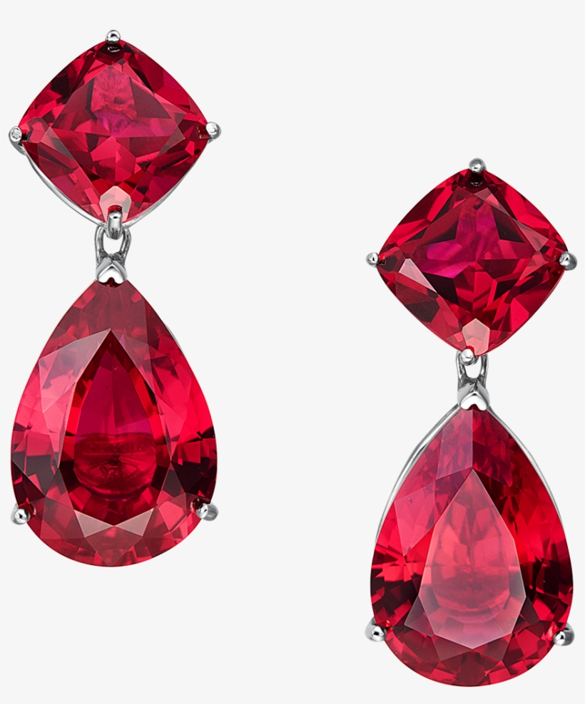 Rose Red Diamond Stone Png Free Download - Red Earrings Png, transparent png download