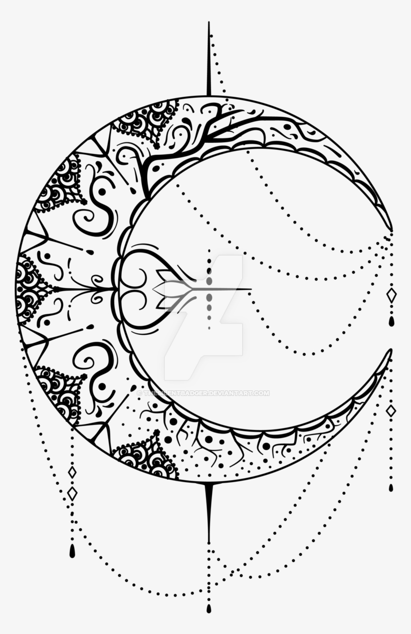 Banner Thesilentbadger - Moon Black And White Mandala, transparent png download