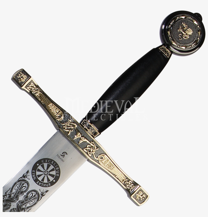 Black-gold Excalibur Sword - Excalibur Sword Hilt, transparent png download