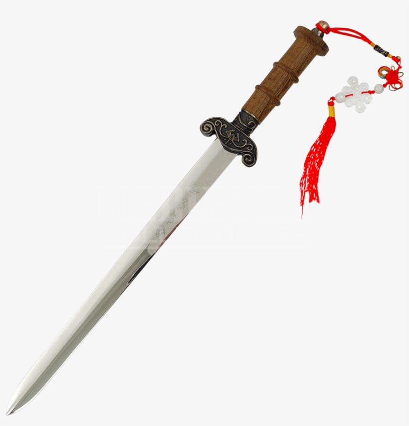 Miniature Chinese Sword With Wood Case - Chinese Sword With Ribbon, transparent png download