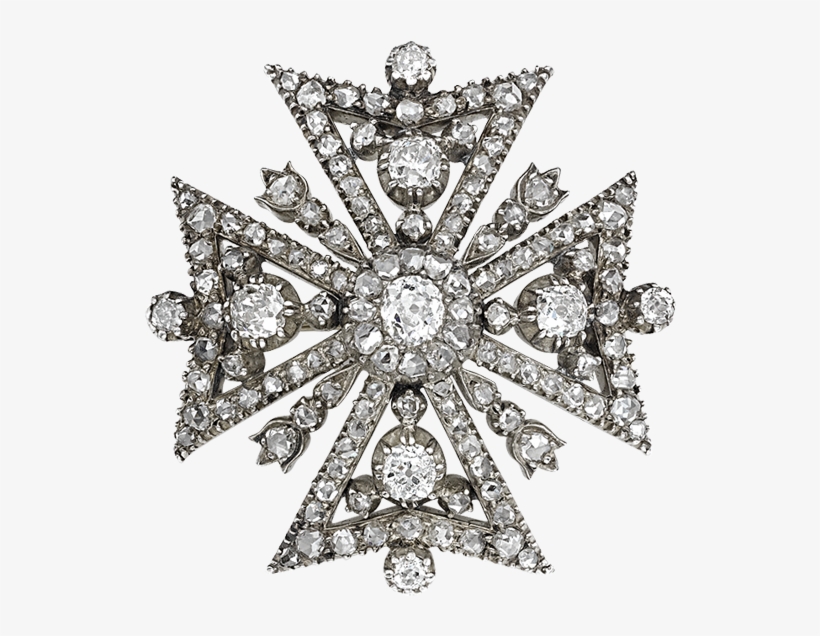Diamond Maltese Cross Brooch - Brooch, transparent png download