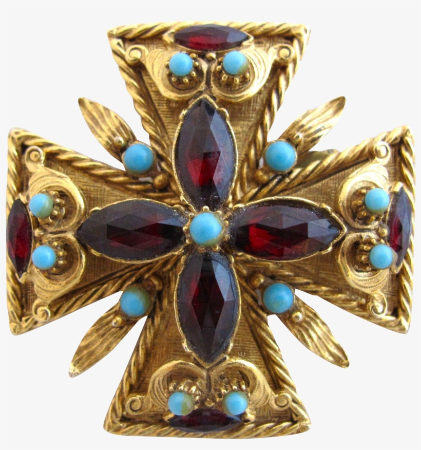 Vintage Florenza Maltese Cross Brooch / Pin - Brooch, transparent png download