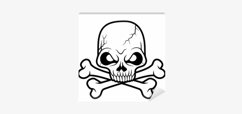 Black White Skull Head Vector Illustration Wall Mural - Santa Skull Black And White, transparent png download
