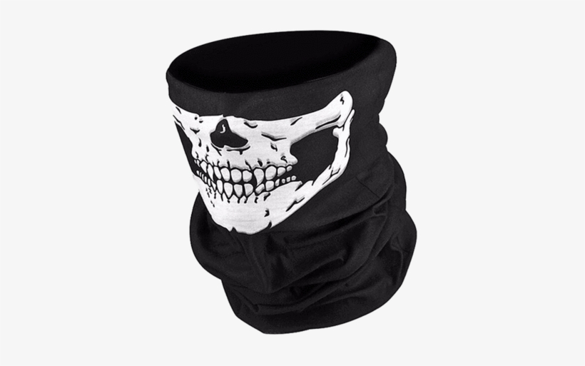A Black Mask With A White Skull On It - Face Mask For Biker, transparent png download