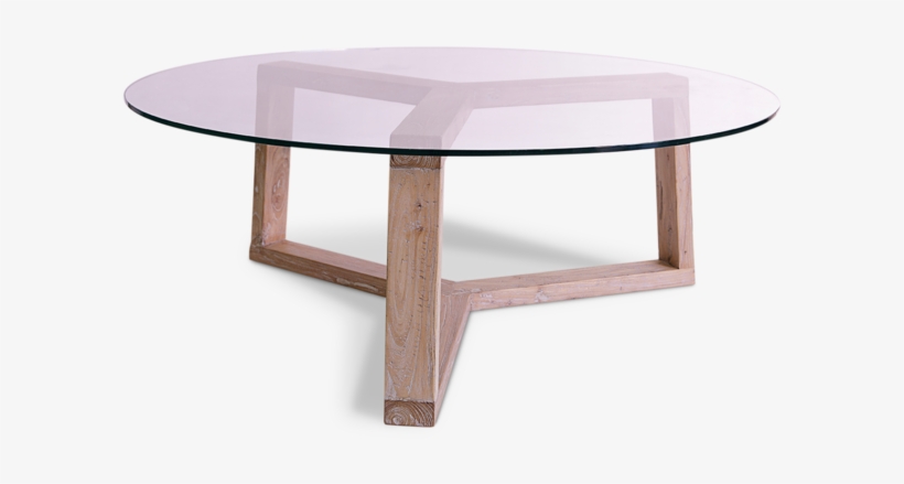 Mesa De Centro Redonda, Con Pie En Madera Natural En - Mesa De Centro Moderna Png, transparent png download