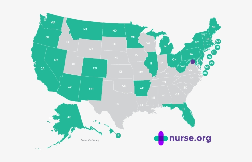 Map Of States With Legalized Medical Marijuana - Employment Of Social Workers, transparent png download