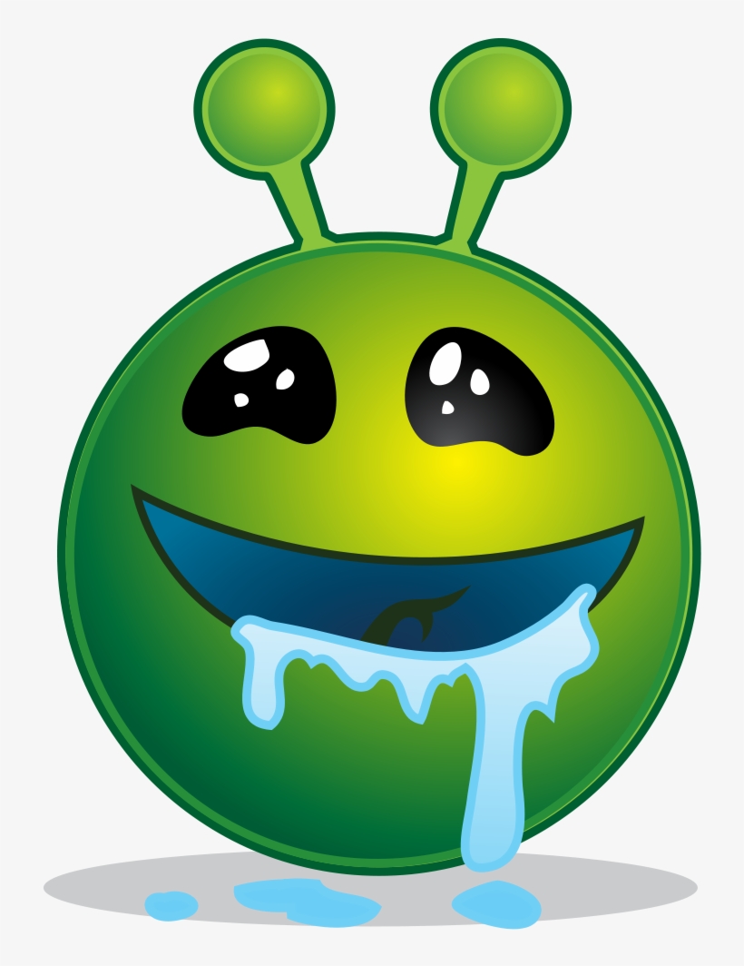 Smiling Green Aliens Droling Clippings - Alien Smiley, transparent png download