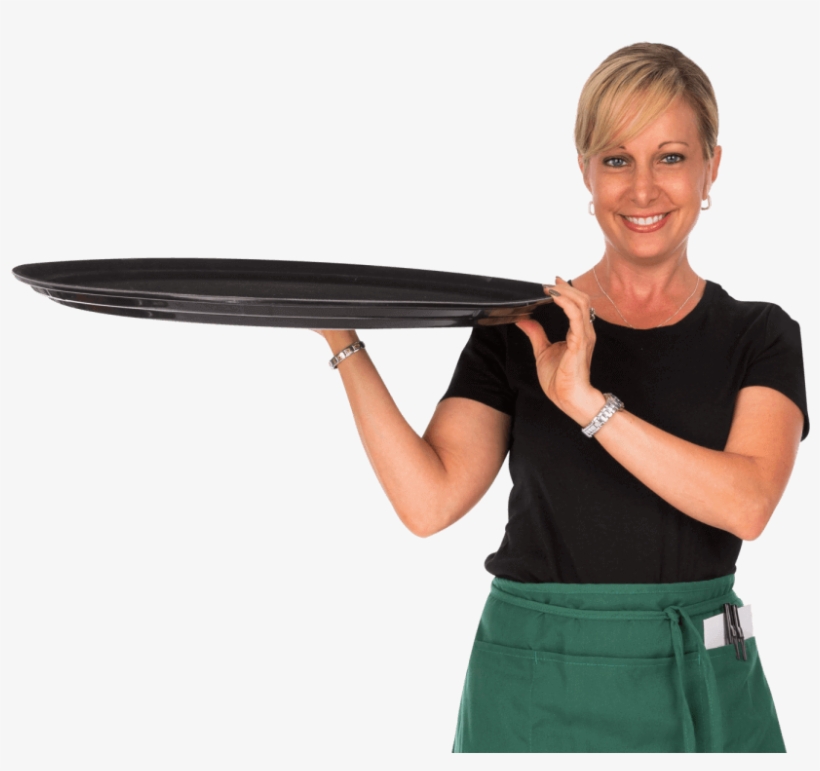 Happy Waitress Holding Empty Platter Tandi Wait Staff - Waiter, transparent png download