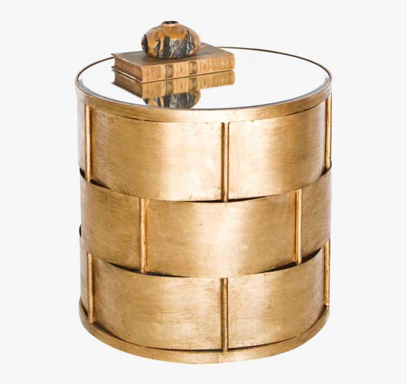 Davis Gold Leaf Basketweave Side Table - Side Table Gold Transparent, transparent png download