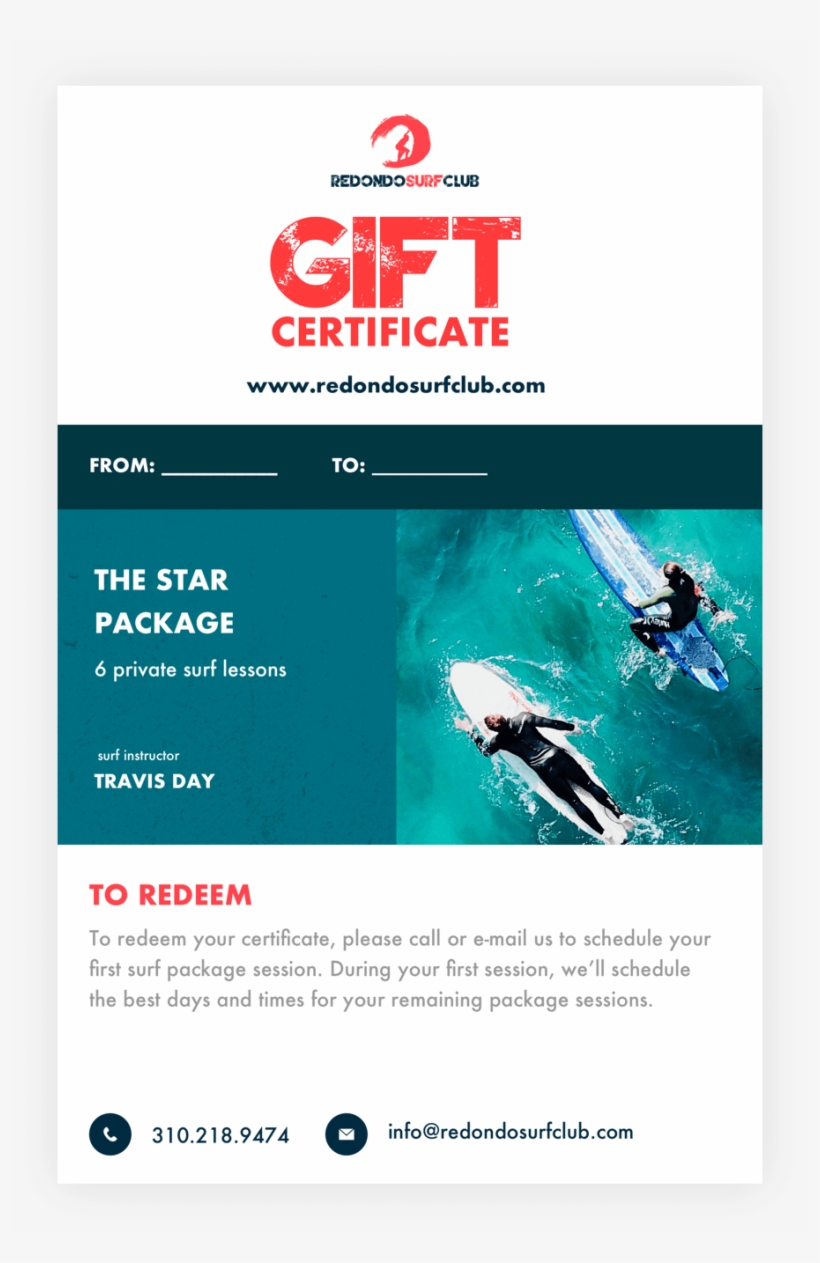 Redondo Surf Club Gift Certificate Pro Package - Redondo Surf Club, transparent png download