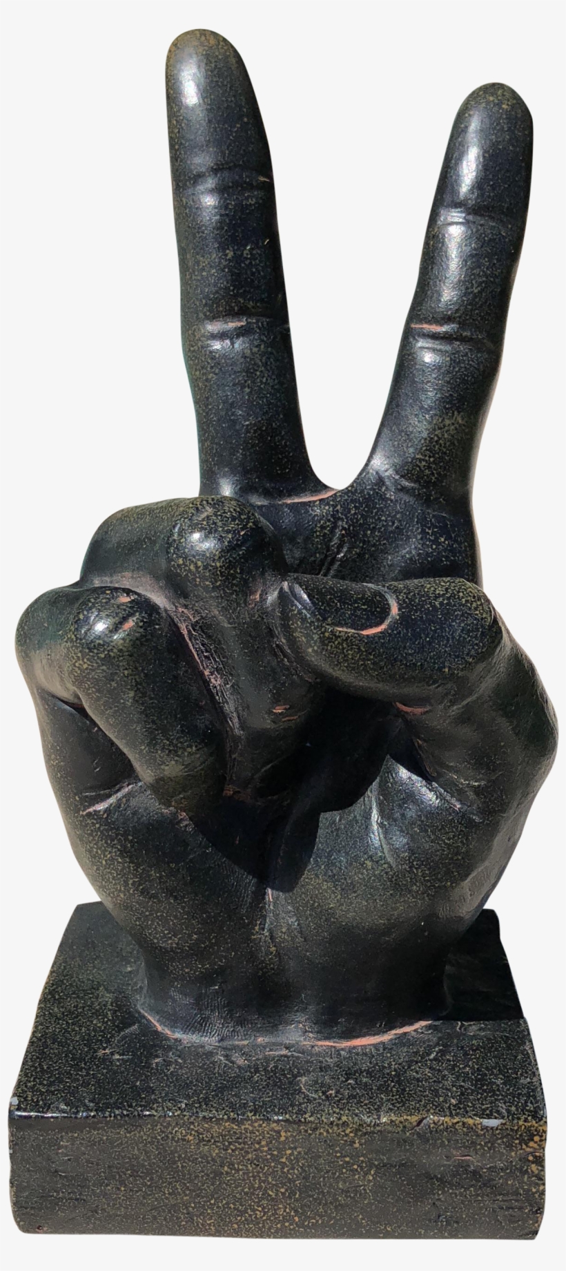 1980s Realism Resin Human Hand Peace Sign Sculpture - Sculpture, transparent png download