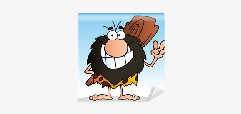 Caveman Gesturing The Peace Sign With His Hand Wall - Cat With Peace Sign, transparent png download