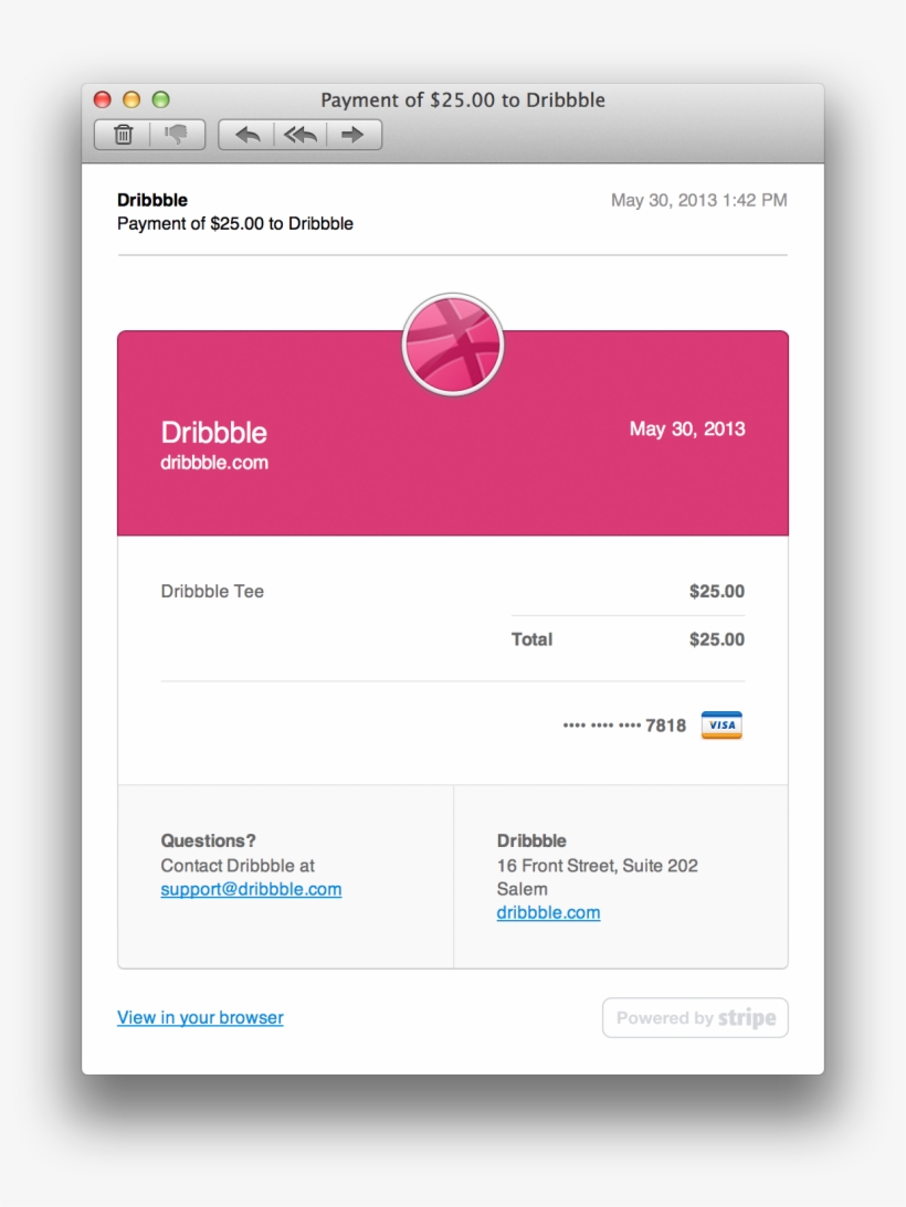 Example Receipt For Dribble - Email Receipt, transparent png download