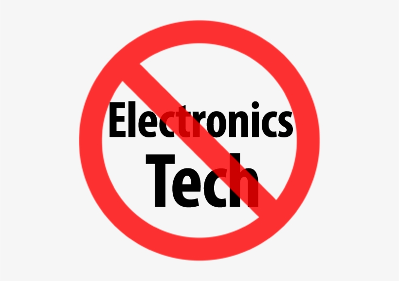 Red Slash Across The Words Electronics And Tech - Circle, transparent png download