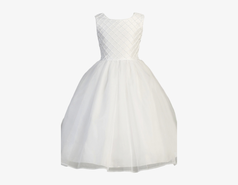 Tucked Lattice & Pearl Shantung Organza Girls Communion - Dress, transparent png download