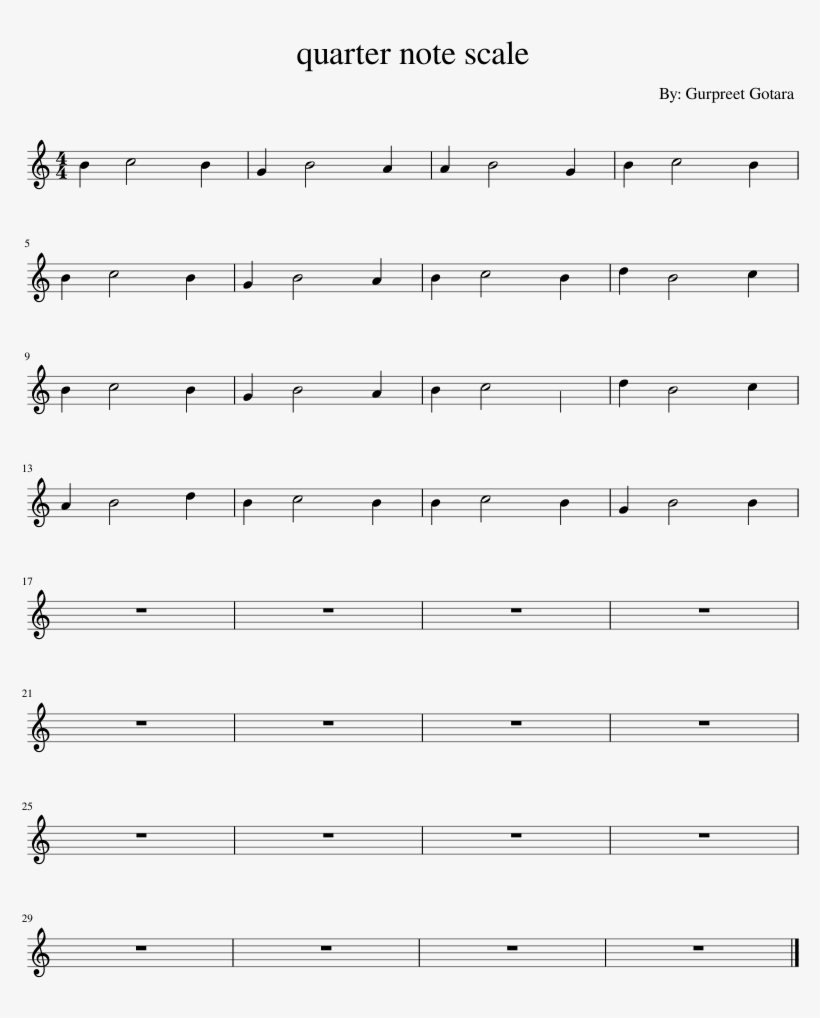 Quarter Note Scale Sheet Music Composed By By - Be My Baby, transparent png download