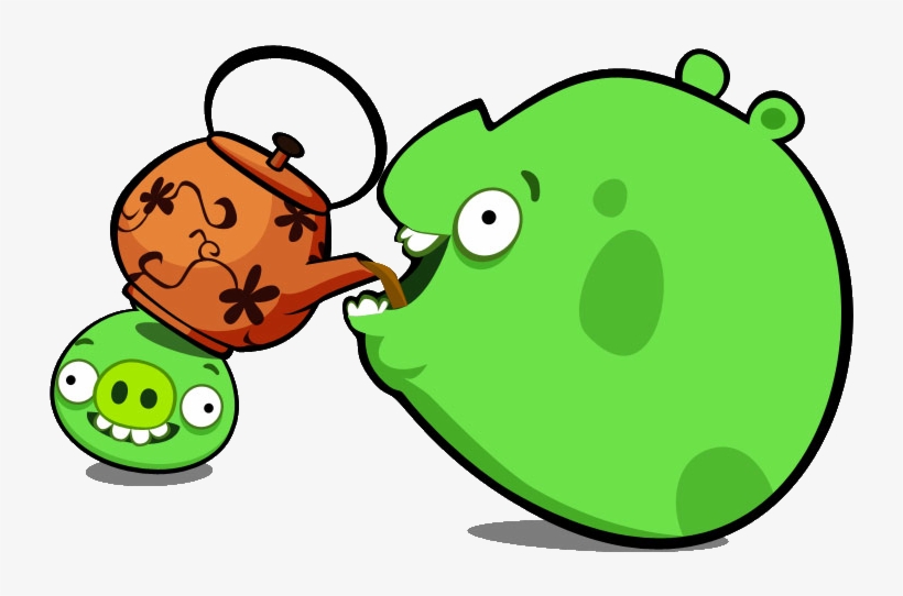 Fat Pig Drinking Coffe Angry Birds 32275464 800 480 - Angry Birds Theme Pig Pull String Pinata, transparent png download