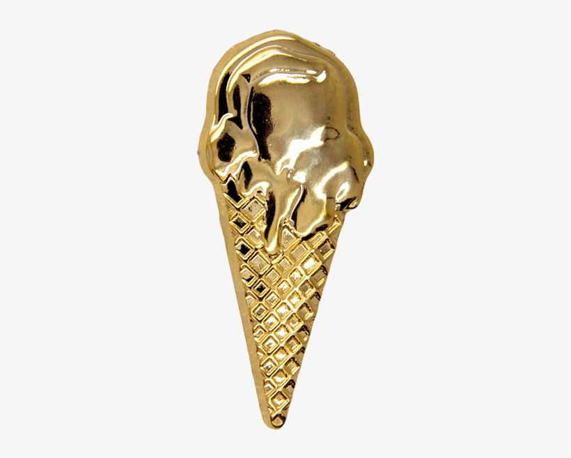 Ice Cream Cone Pin, Gold Shine - Gold Ice Cream Png, transparent png download