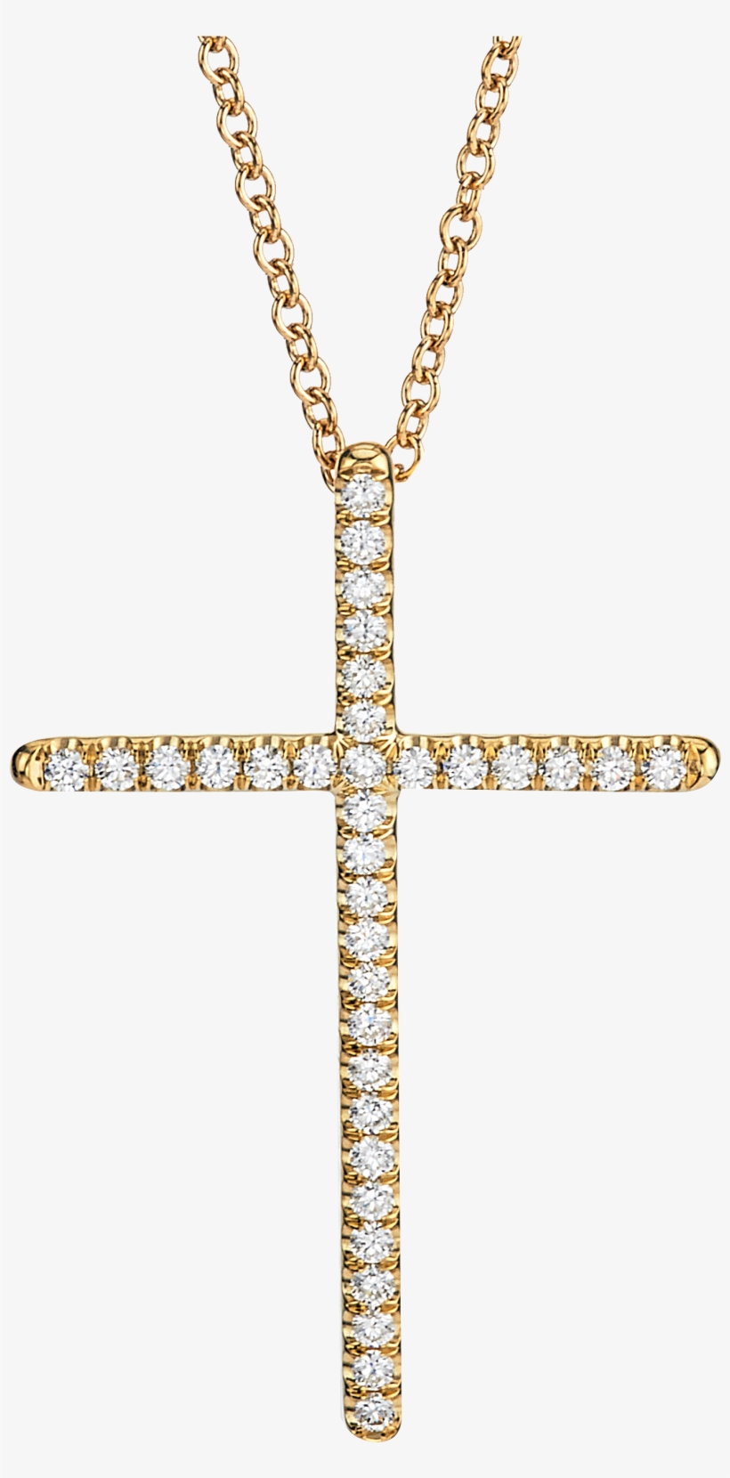 Necklace Cross Large Yellow Gold 18k With Diamonds - Necklace, transparent png download
