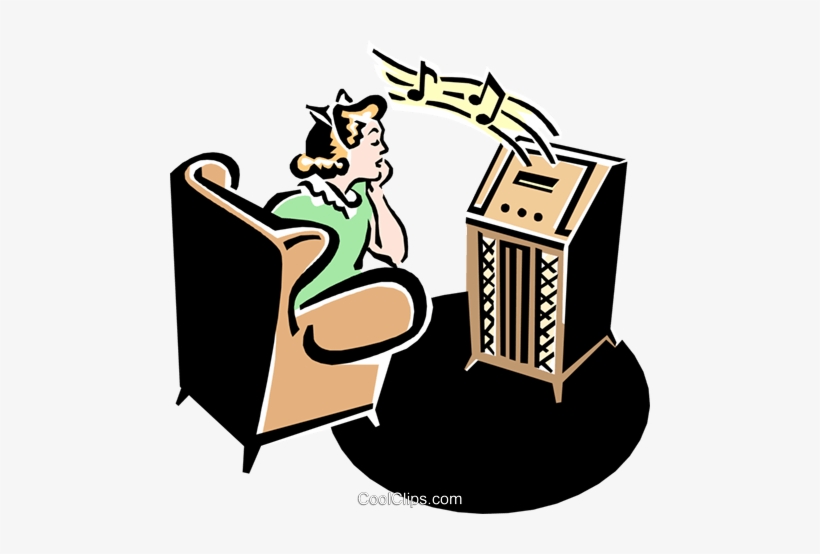 50's Style Radio With Teenager Listening Royalty Free - 50s Teenagers Clipart, transparent png download