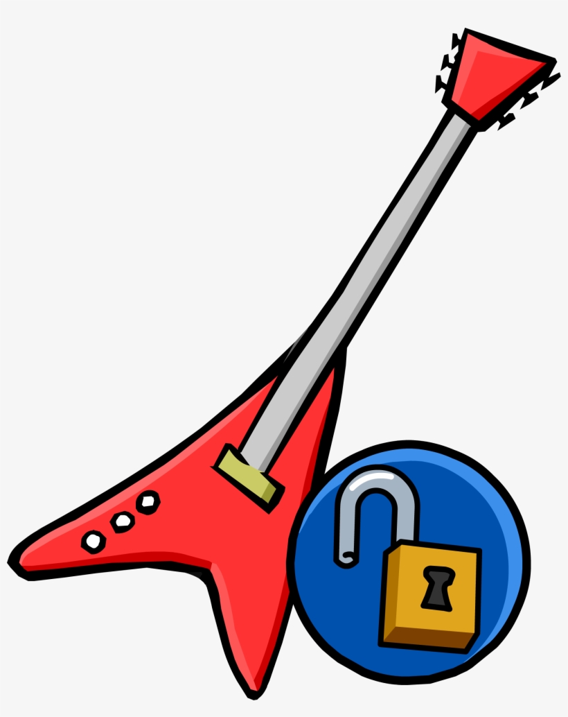 Red Electric Guitar Unlockable Icon - Club Penguin Red Electric Guitar, transparent png download