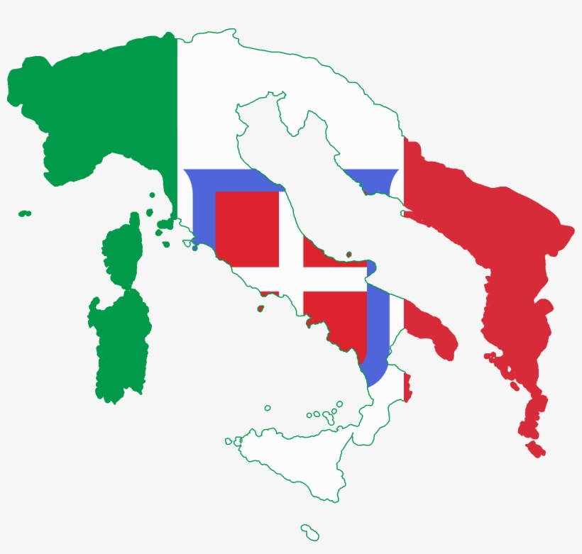 Flag Map Of Greater Italy - Flag Map Of Italy, transparent png download
