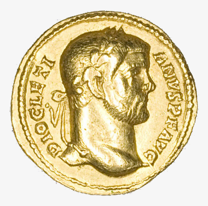 Cyzicus Gold Coinage - Aureus (coin) Of Emperor Diocletian, transparent png download
