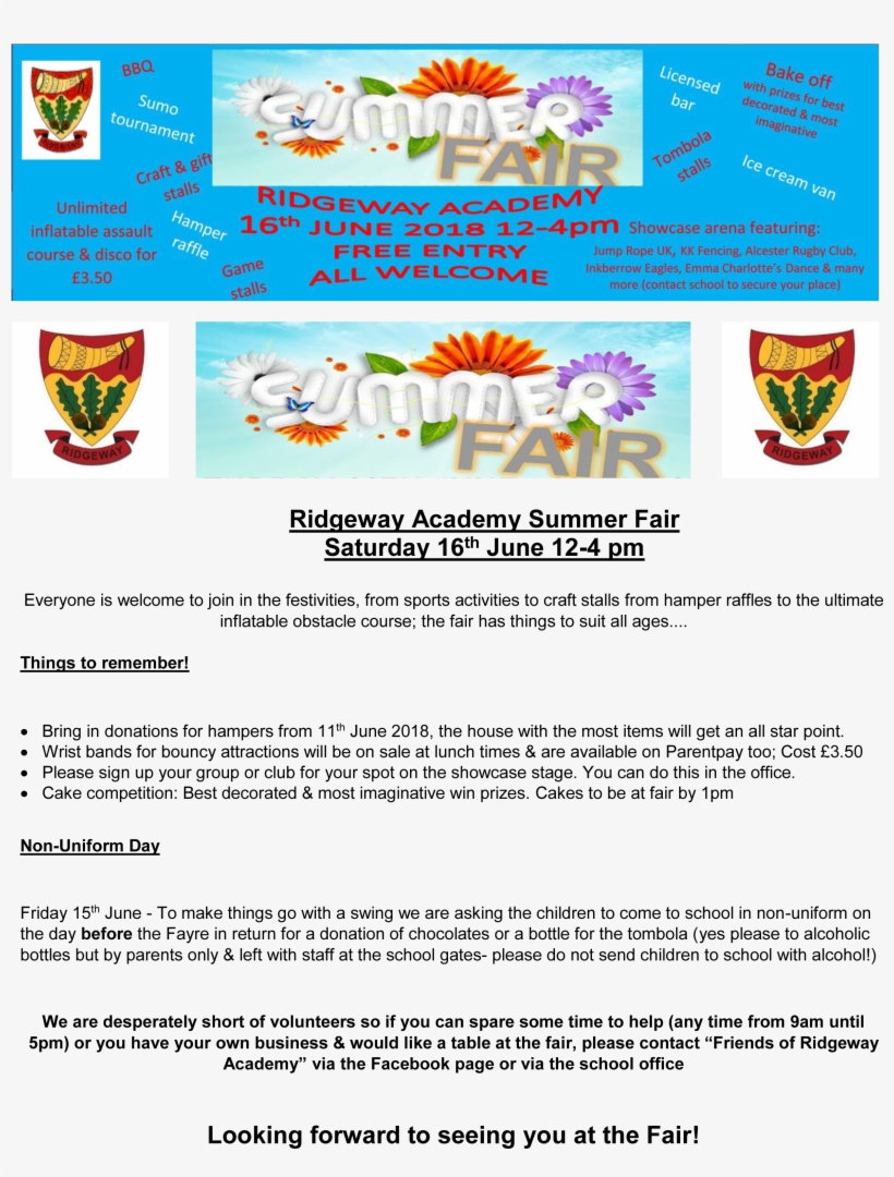 Letter Ridgeway Academy Summer Fair, transparent png download
