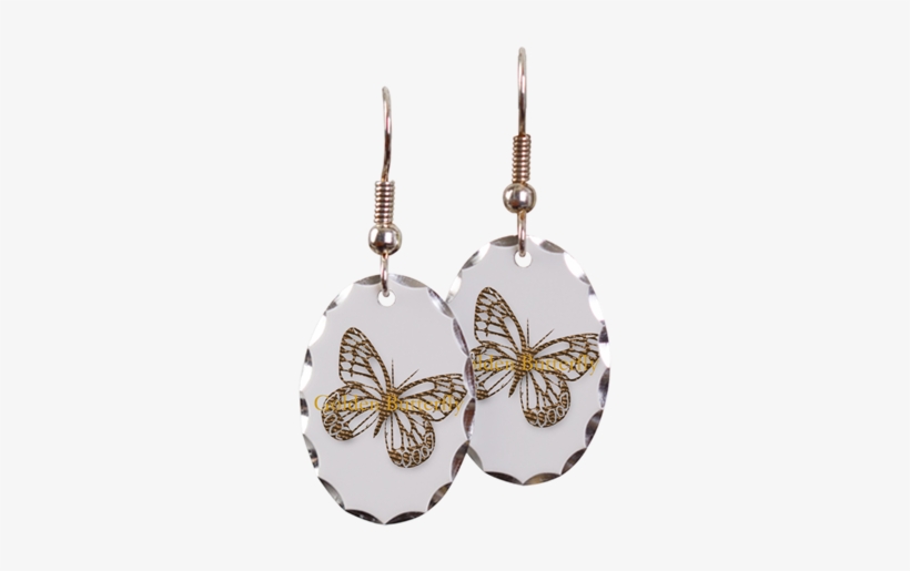 Cute Gold Butterfly Earring Oval Charm - Cute Gold Butterfly Shower Curtain, transparent png download