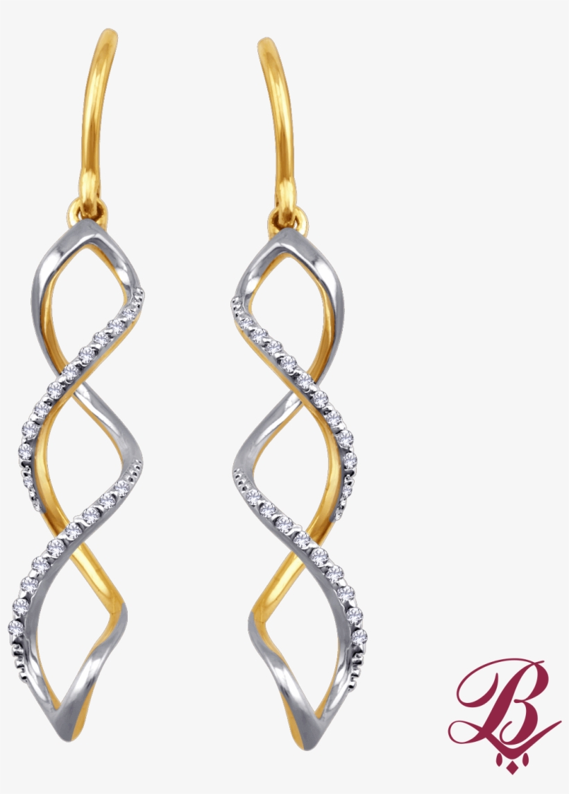 Two Tone Diamond Swirl Earrings - Earrings, transparent png download