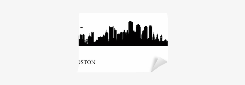 Boston City Skyline Silhouette Background Wall Mural - Boston City Skyline Outline, transparent png download
