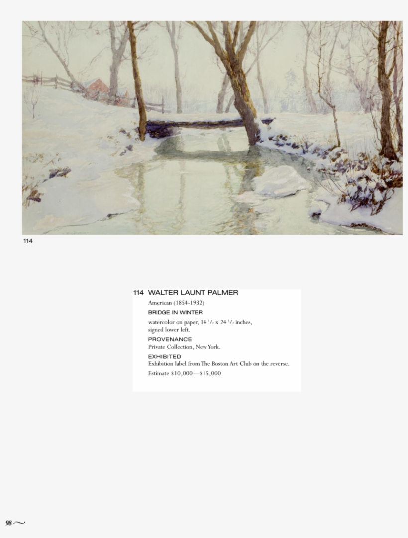 114 114 Walter Launt Palmer American 1854-1932 Bridge - Bridge In Winter, transparent png download