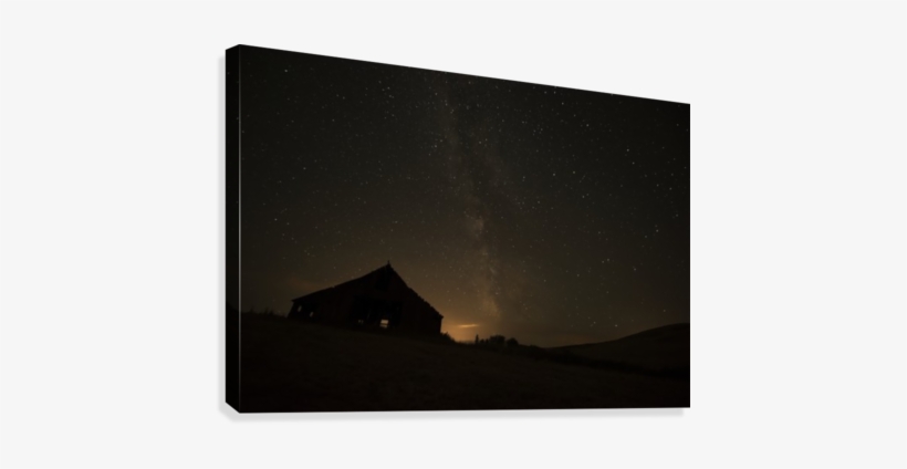 Night Sky Glowing Over Silhouette Of A Barn With A - Display Device, transparent png download