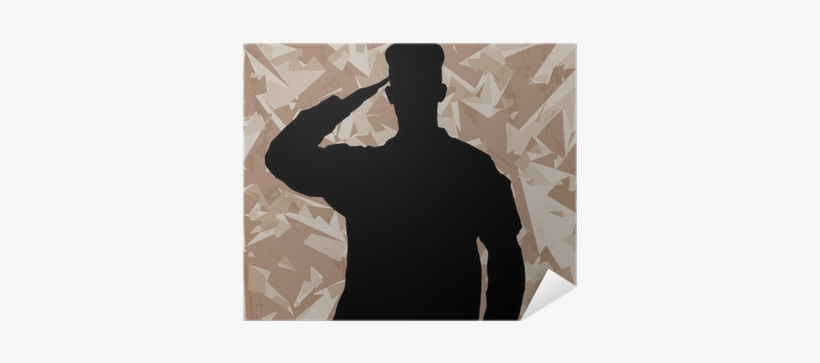 Saluting Soldier's Silhouette On A Desert Army Camouflage - Army Background, transparent png download