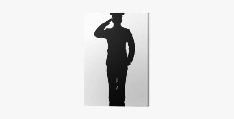 Silhouette Of A Officer Saluting Isolated On White - Salute Silhouettes Of Soldiers, transparent png download