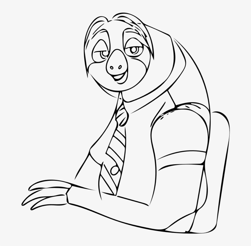 28 Collection Of Flash From Zootopia Drawing - Zootopia Black And White Characters, transparent png download