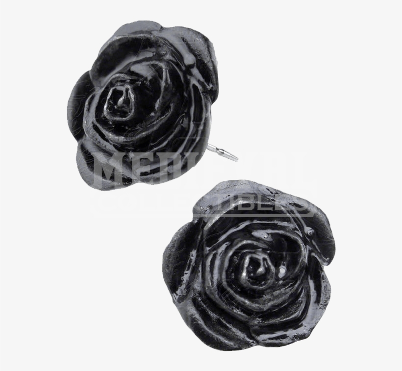Black Rose Stud Earrings - Alchemy Gothic Black Rose Stud Earrings, transparent png download