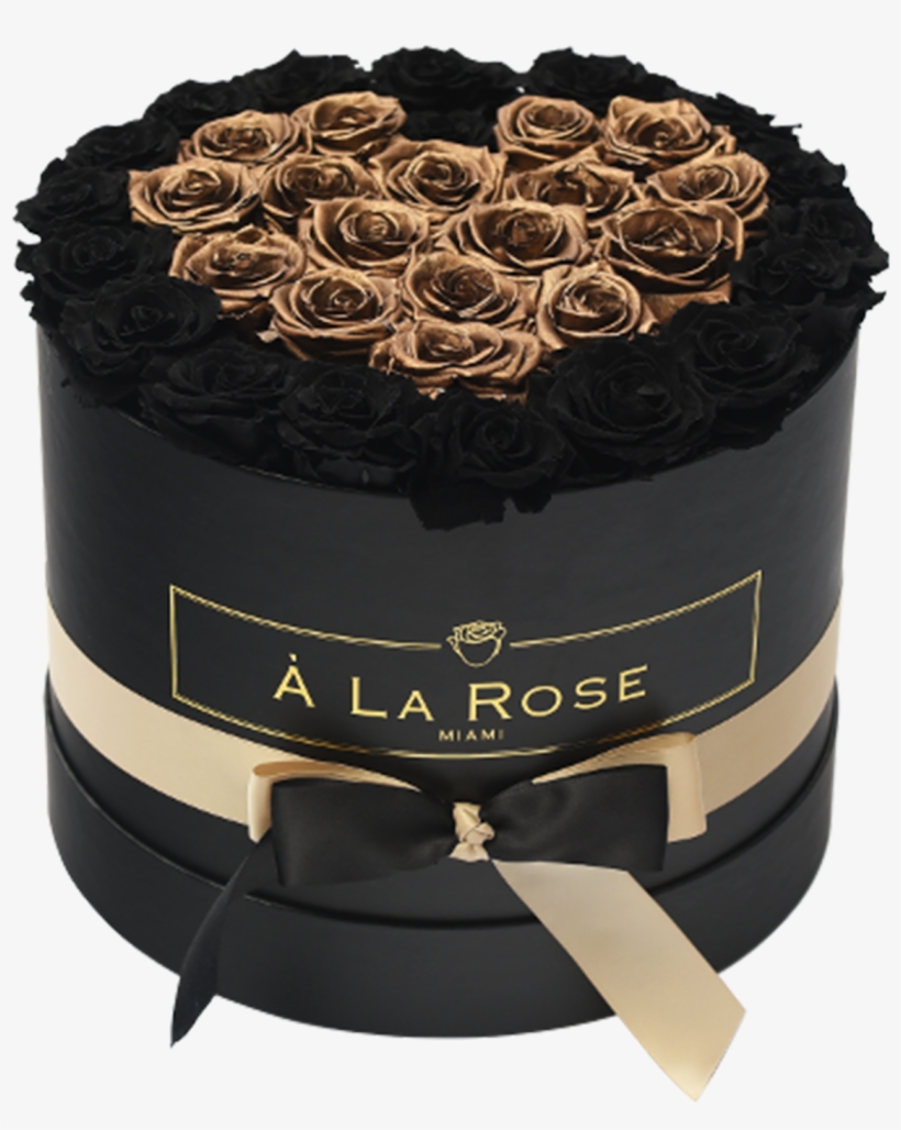 Orb Grand Black And Gold Heart Roses - Rose, transparent png download