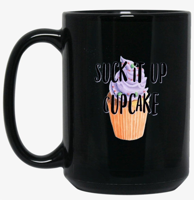 Cupcakes Suck It Up Cupcake Watercolor Food Funny Cute - Golf Stud Black 15oz Mug, transparent png download