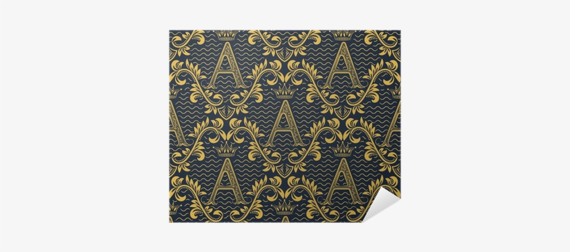 Gold Blue Floral Ornament With A Letter And Crown In - Maxercutecc Baroque Flower Pattern Alphabet Letter, transparent png download