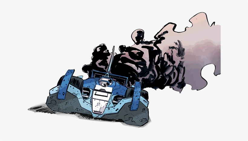 Now Smoke Is Coming Out From The Rear Of Jager's Car” - Illustration, transparent png download