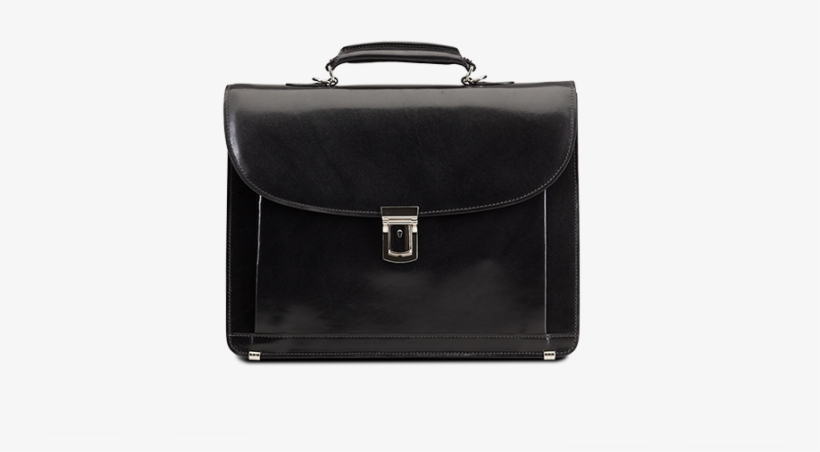 Classic Medium Briefcase Black Leather - Suitcase, transparent png download