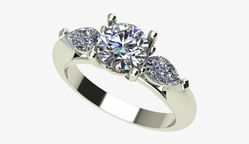 Classic Flower Frame Round Cut Diamond Brushed Wedding - Pre-engagement Ring, transparent png download