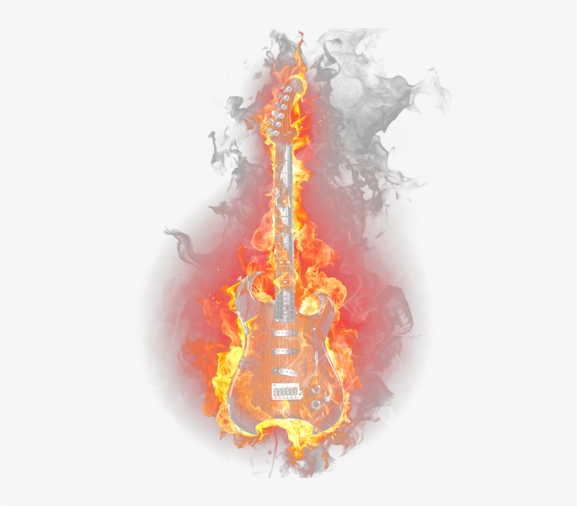 Brown Electric Guitar On Fire 30x20 Ready, transparent png download