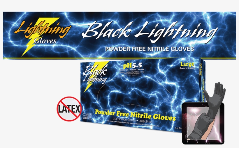 Black Lightning Gloves - Black Lightning Bl-m Nitrile Gloves Medium, transparent png download