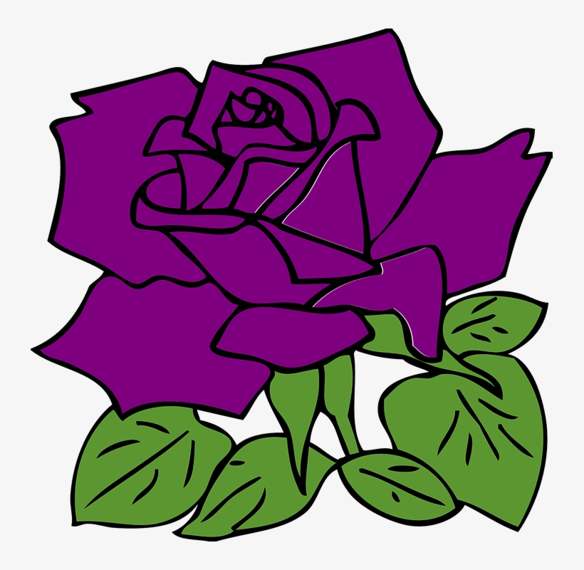 Purple Rose Clipart Simple Flower - Clip Art Purple Rose, transparent png download