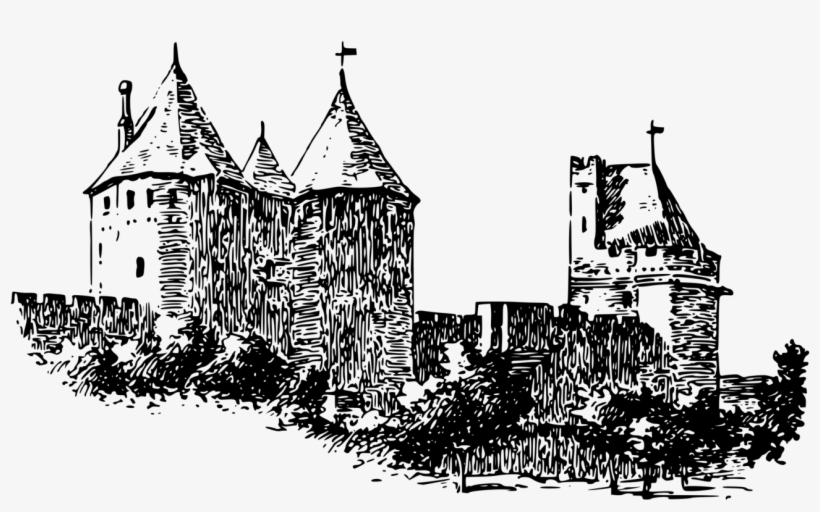Woodcut Woodblock Printing Fortification Castle Defensive - Carcassonne Png, transparent png download