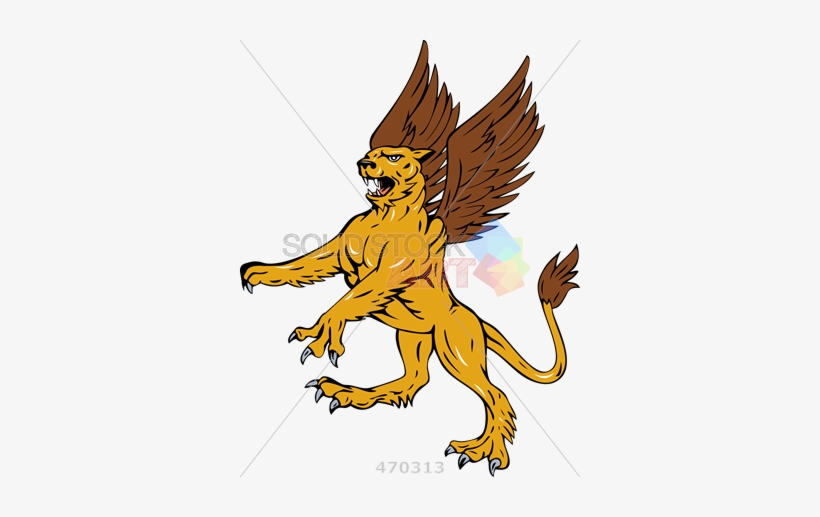 Stock Illustration Of Retro Cartoon Illustration Of - Griffin Lion, transparent png download