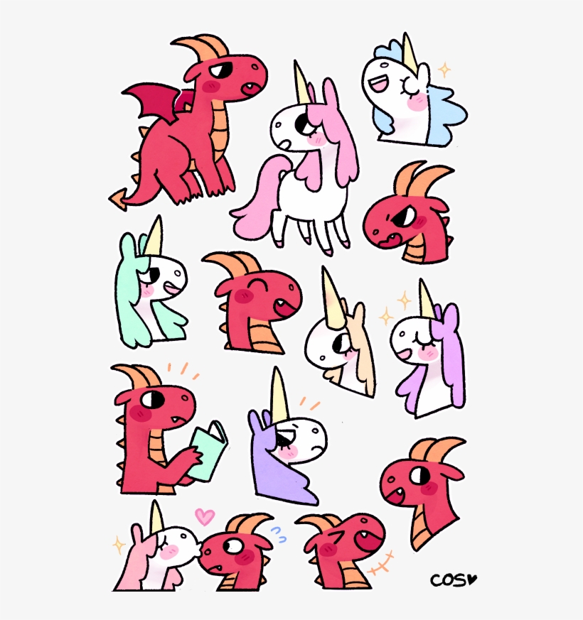 Unicorn And Dragon - Unicorn And Dragon Cute, transparent png download