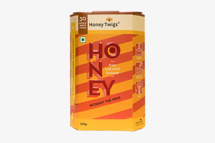Honey Twigs Natural Litchi Honey 240g - Lychee, transparent png download